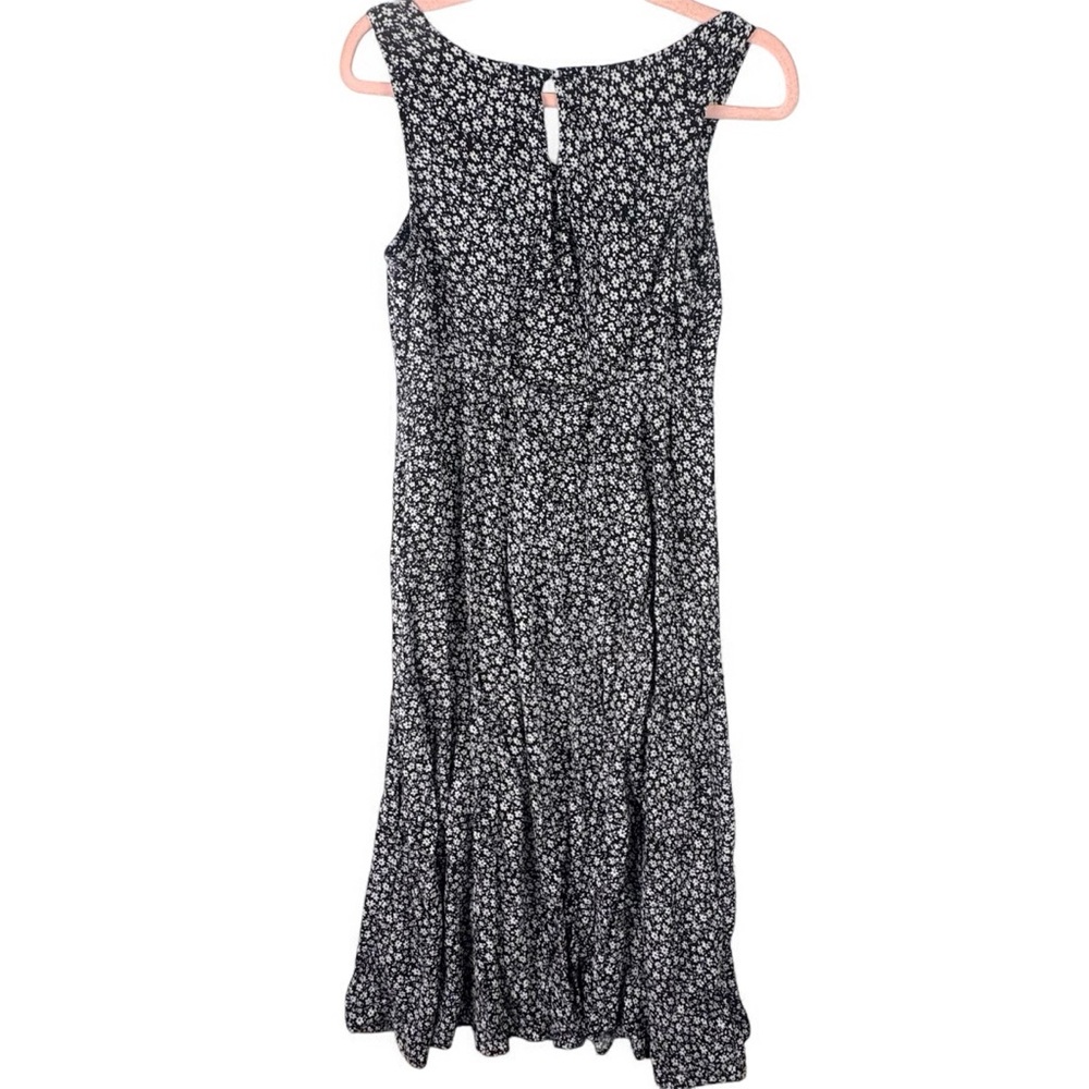 American Eagle Outfitters Black and White Square Neck Sundress Front Slit M 90s - Picture 3 of 11
